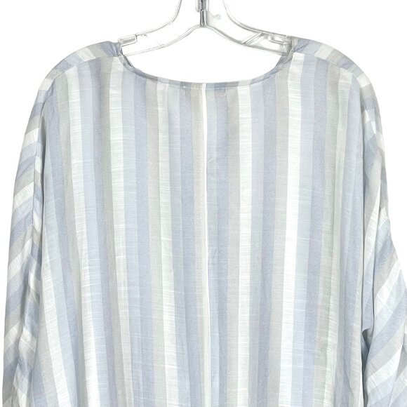 1X Womens Top Striped Lightweight 3/4 Tie-Sleeve Blouse by Dear Grace - Picture 8 of 12